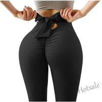 【hot sale】卐 D19 Sexy High Waist Leggings Back Waist Strap Bow Yoga Sports Running Fitness Tights for Women