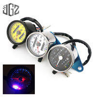 เรือนไมล์แต่ง สำหรับมอเตอร์ไซค์คลาสสิค มอเตอร์ไซค์ วัดระยะทาง สีดำ Motorcycle Dual Odometer Speedometer Gauge KM/H Mini Retro Tachometer LED Indicator for KTM Ducati