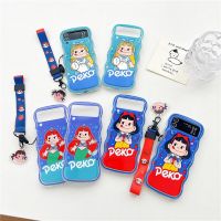 เคสโทรศัพท์สำหรับหญิงสาวน่ารักการ์ตูนขอบคลื่นใหม่สำหรับ Samsung Galaxy Z Flip 5 4 3ฝาหลังป้องกันสำหรับ Zflip3 Zflip4 Zflip5เคสผิวนอก