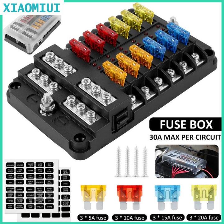 XIAOMIUI 12-Way Fuse Box DC 32V Circuit Blades Fuse Block Waterproof Fuse  Box Holder with LED Indicator Lables for Car Boat Car Fuse Blocks  Automotive Fuse Box for Boat Marine Lazada
