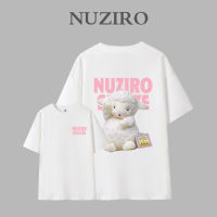 NUZIRO เสื้อยืดแขนสั้นหลวมผ้าฝ้ายสำหรับผู้หญิง