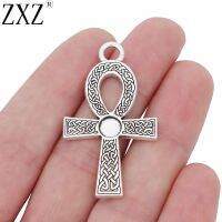 ZXZ 10pcs Tibetan Silver Egyptian Ankh Cross Charms Pendants for Jewelry Making Findings 47x27mm