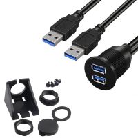 USB 3.0 Port Male to Female Extension Cable for Car Motorcycle Waterproof Flush Mount Dual USB Dock Adapter Dashboard