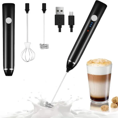Handheld Milk Foam Machine USB Rechargeable Electric Egg Beater Suitable for Coffee Milk Chocolate Foam 3-speed with 2 Mixer