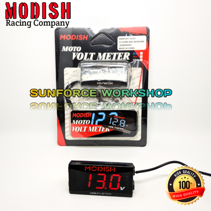 Volt Meter Slim Dan Volt Meter DIGITAL 2IN1 waterproof MODISH VOLTAGE FUNGSI PENGUKUR AKI MOTOR