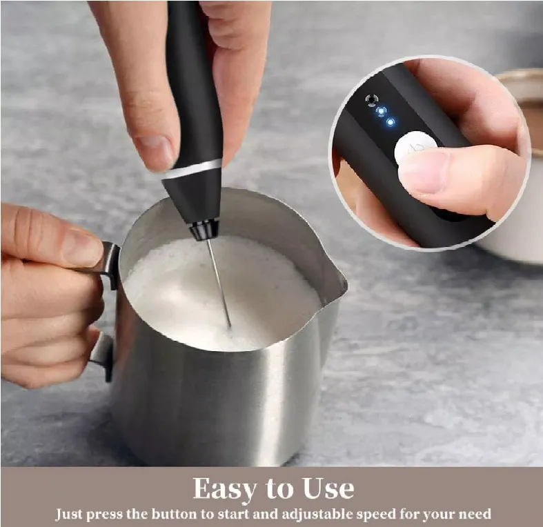  Milk Frother Handheld, Dallfoll USB Rechargeable Electric Foam  Maker for Coffee, 3 Speeds Mini Milk Foamer Drink Mixer with 2 Whisks for  Bulletproof Coffee Frappe Latte Cappuccino Hot Chocolate: Home 
