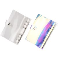 2 Pcs A6 6-Ring Rainbow Clear PVC Binder Cover Refillable Notebook Binder Protector Loose Leaf Planner Binder Cover multicolor