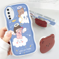 Case4you สำหรับ Reno3 OPPO A91 OPPO พร้อมที่ยึดฟรีเคสโทรศัพท์หยักนิ่มแฟชั่นการ์ตูนเด็กผู้หญิงน่ารักเคสโทรศัพท์มือถือกันกระแทกป้องกันกล้องคลุมทั้งหมด