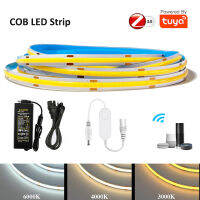 TUYA Zigbee Smart COB Led Strip 1m-5m Warm white Neutral white Dimmable Light+Mini Controller+12V Power Kit for H*ue SmartThings