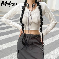 Molisa Fashion เสื้อยืด เสื้อยืดผูหญิง เสื้อครอป สไตล์เกาหลี แฟชั่น 2023 0713