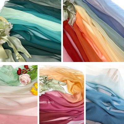 100x150cm Rainbow Gradient Color Chiffon Fabric 30D Organza Tulle Fabric For Diy Ancient Style Hanfu Wedding Dress Stage Decor