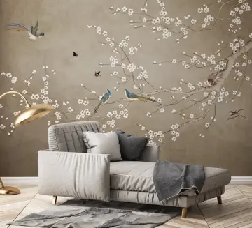 Chinoiserie Sunrise Painting Wallpaper Chinese Landscape Wall 