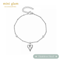 Miniglam Follow Your Heart Pendant Chain Bracelet สร้อยข้อมือจี้รูปหัวใจเมทัลลิค สีเงิน