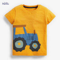 【CW】Little Maven New Summer Kids Yellow O-neck Tractors Printed Short-sleeved Cotton Knitted Boys Casual Cool Tshirts Tops