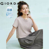 Giordano Women เทคโนโลยีขั้นสูงให้ความรู้สึกเย็นสบายแถบออกซิเจนน้ำแข็งพิมพ์เสื้อยืดแขนสั้นคอกลม Free Shipping 05321390