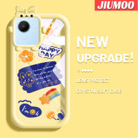 เคส JIUMOO สำหรับ Realme C30 C30s Narzo 50i Prime Case แฟชั่น Happy Day Patten สีสันสดใสน่ารักน้อยมอนสเตอร์กล้องนิ่มสำหรับเลนส์กันกระแทกแบบใสเคสมือถือเรียบง่ายฝาครอบป้องกันซิลิโคนความคิดสร้างสรรค์โปร่งใส