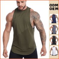 Summer Mens Gym Fitness Sleeveless Sports Polyester Muscle Singlet Plus Size Vest Tank Top Bodybuilding Running Sportswear