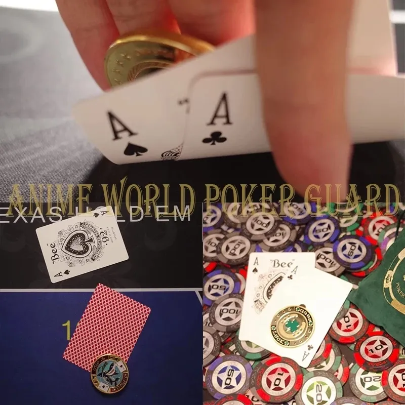 24K GOLD PLATED 'BULLETS PAIR OF ACES-POKER CHIP CARD GUARD