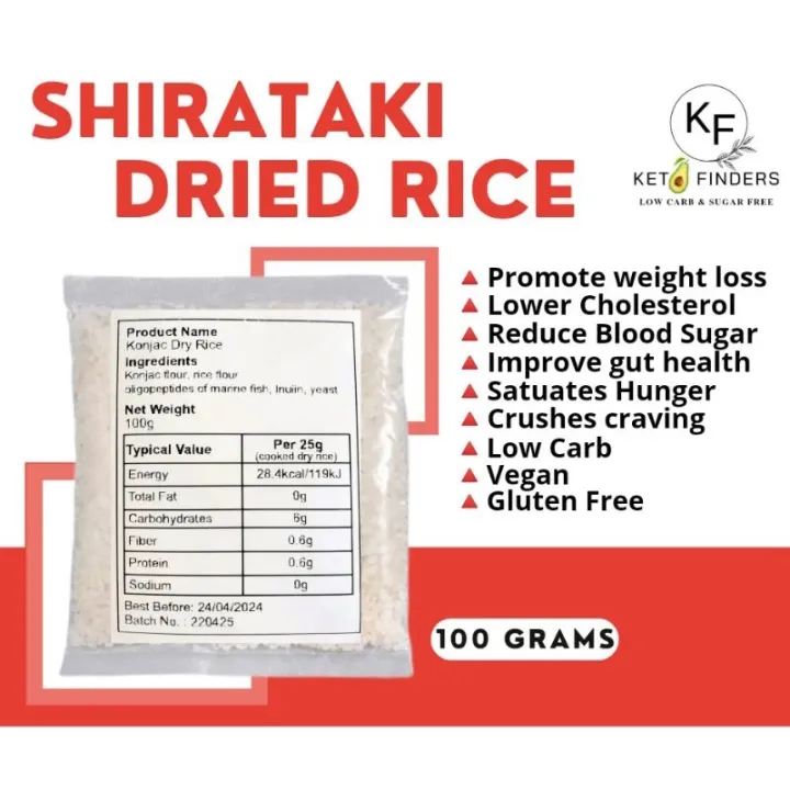 Shirataki Dried Rice 100g (Keto/Lowcarb/SugarFree/GlutenFree) Lazada PH