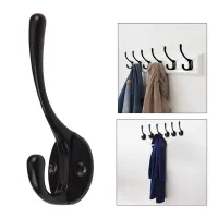 9 Pack Coat Hooks Wall HooksHeavy Duty Wall Mounted for Hat Hardware Dual Prong Retro Coat Hanger with 20 Screws（Black/Gold） Clothes Hangers Pegs