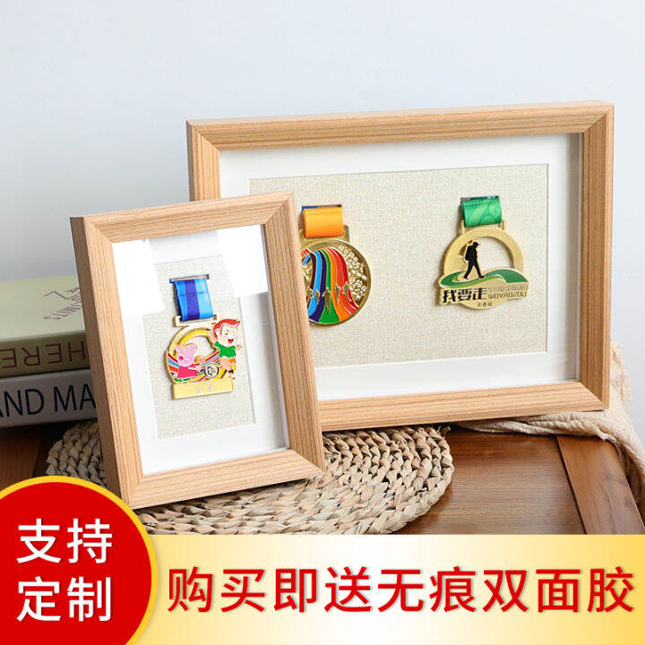 Solid wood medal display rack marathon medal storage frame custom badge