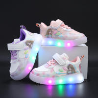 รองเท้าวิ่งมีไฟ LED สำหรับเด็กผู้หญิง,รองเท้าวิ่งรองเท้าเล่นกีฬากลางแจ้งพื้นนุ่มระบายอากาศ