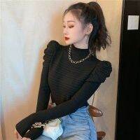 ย้อนยุคลดอายุสีทึบขนาดเล็กสดสาวเสื้อกันหนาวฤดูใบไม้ร่วงและฤดูหนาวบางเวอร์ชั่นเกาหลีเสื้อสวมหัวครึ่งคอเต่าอารมณ์หวานผู้หญิงชั้นนำ