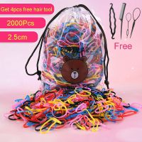 2000Pcs Baby Kids Hair Band Hair Tie Black Colorful Free Gift Rubber Band Hair Ring tail Women Hair Accessories