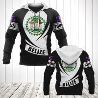 Belize Flag and Emblem Pattern Hoodies For Male Loose Mens Fashion Sweatshirts Boy Casual Clothing Oversized Streetwear