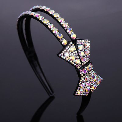 【YF】 New Fashion Boutique Luxury Sweet Bow Wide Side Headband All-match Rhinestones Hairband for Woman Girls Hair Accessories