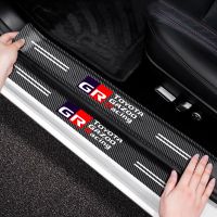 Hot New GR Toyota Gazoo Racing Carbon Fiber Car Door Sill Protector Sticker For VIos Yaris Corolla Cross Wish Revo CHR Avanza Fortuner Rush Etios Rav4 Supra Hilux Camry Accessories DD6