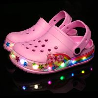 Holiday Discounts 2023 Summer Children Hole Sandals LED Lighted Flashing Light Shoes Boys Girls Beach Sandals Kids Breathable Fashion Sneakers