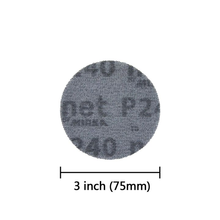 10pcs-3-inch-75mm-mesh-dust-free-anti-blocking-hook-amp-loop-sanding-discs-round-abrasive-sandpaper-for-metalworking-80-180-240