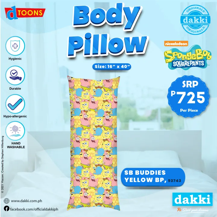 dTOONS Spongebob Buddies Yellow Body Pillow Lazada PH