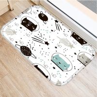 Cartoon 40*60cm Cat Owl Alpaca Pattern Anti-Slip Suede Carpet Door Mat Doormat Outdoor Kitchen Living Room Floor Mat Rug 48282