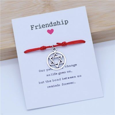 European and American Fashion Silver Color Round Magen Star of David Red Rope Friendship Bracelet Women Men Charm Jewish Jewelry