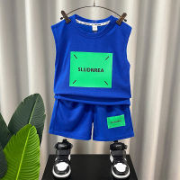 Childrens Boys Summer Suit 2023 Boys Vest Boys Sleeveless Two-Piece Suit Fried Street Thin Casual Summer Trendy