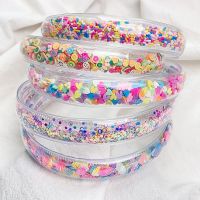 【CC】❈♂  Fashion Transparent Quicksand Headbands Pottery for Children Kids Glitter Sequin Hairbands Bezel Hoops Hair Accessories