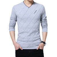 Miles Casual Men เสื้อยืดสีทึบแขนยาว Top Letter Rhombus เสื้อสวมหัวแต่งลายสำหรับออกไป