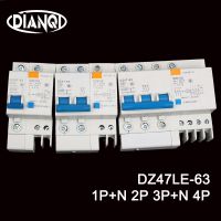 1pn เบรกเกอร์ Dz47le-63 2P 3pn 4P สำหรับใช้ในครัวเรือนขนาดเล็กอุปกรณ์ป้องกันการรั่วไหลของกระแสไฟฟ้า