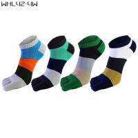 5 PairsLot Pure Cotton Five Finger Socks For Mens No Show Ankle Socks With Toes Big Striped Novelty Breathable Calcetines nd