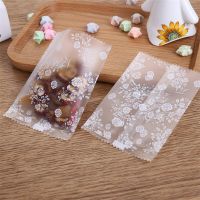 【DT】 hot  100Pcs Thick Translucent Frosted Rose Flower Pattern Fruit Tea Candy Cookie Machine-sealed Plastic Packaging Bags