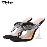 Eilyken 2022 New Summer Women Slippers Fashion Slippers Open Toe Crystal High Heels Shoes Spike Heels 9CM Pumps Flip Flop Shoes