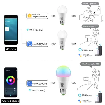 WiFi E27 Smart Bulb Works with Apple Homekit Dimmable RGBWC Siri Voice  Control