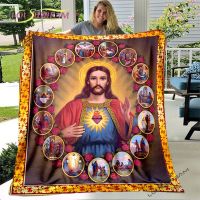 Prayer Jesus Virgin Mary Printed Plush Throw Blanket Bedspread For Kids Girls Blanket Travel Couch Quilt Cover