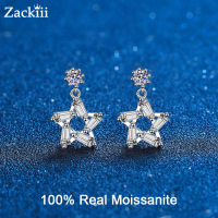 Real Moissanite Drop Earrings For Women Sterling Silver VVS D Color Diamond Earrings 3D Star Dangling Earrings Bridal Jewelry