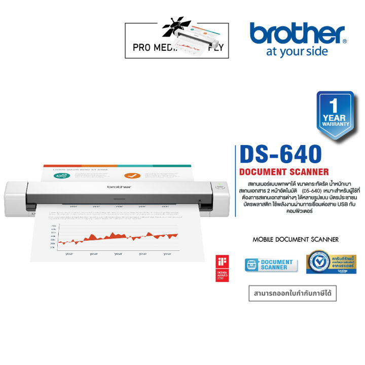 brother-scanner-ds-640-เครื่องสแกนเนอร์-เครื่องสแกนเอกสาร-เครื่องสแกนนามบัตร-รับประกัน-1-ปี