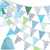 40 Feet Fabric Bunting Banner Vintage Bunting Flag Floral Pennants Triple-cornered Flags for Birthday Wedding Party