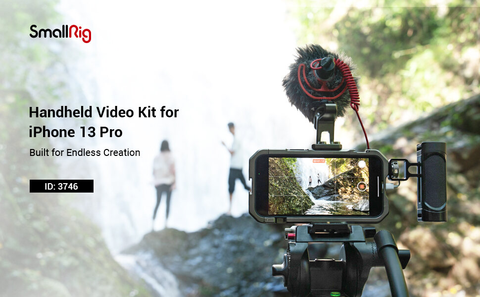 Aluminum Mobile Phone Stabilizer Kit with Dual Cold Shoe SmallRig Video Rig Kit for iPhone 13 Pro with Side Handles Smartphone Video Rig Set for Filmmaking/ Videography/ Live Streaming-3746 