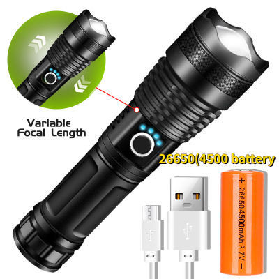 Drop Shipping Xhp50 FlashLight 5 Modes Usb Zoom Led Torch 26650 Battery Outdoors Lights